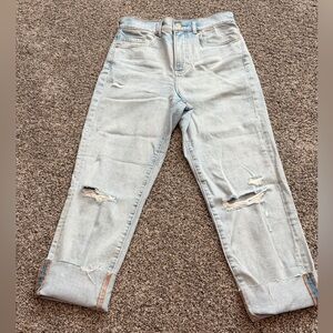 Express Light Wash Mom Jean Super High Rise